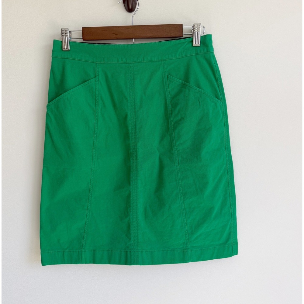 Boden Women Green Cotton Mini Skirt Size 4L Pockets Preppy Classic